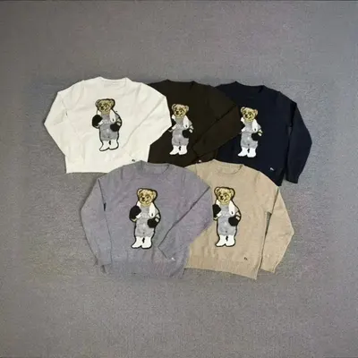 Polo Bear Knit Sweater Multi Color Casual Style
