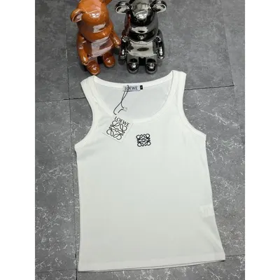 Loewe Sleeveless White Ribbed Tank Top