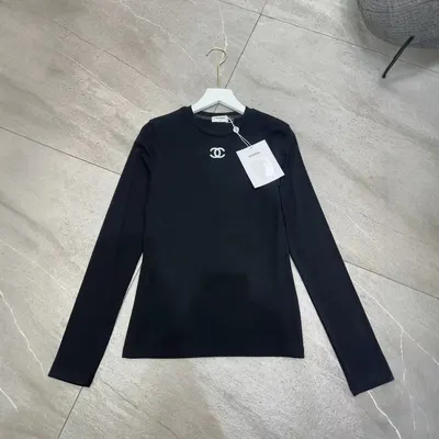 Chanel Long Sleeve Black Knit Top