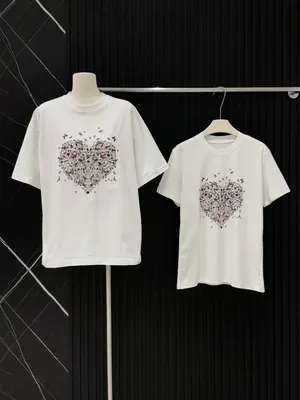 White Heart Print Casual T-Shirt