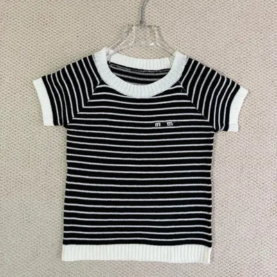 Mm Striped Black White Knit T-Shirt