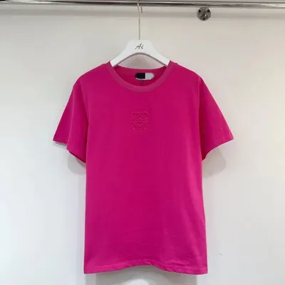 Unisex Pink Embroidered Logo T-Shirt