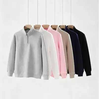 Unisex Half-Zip Sweater Gray Casual Pullover
