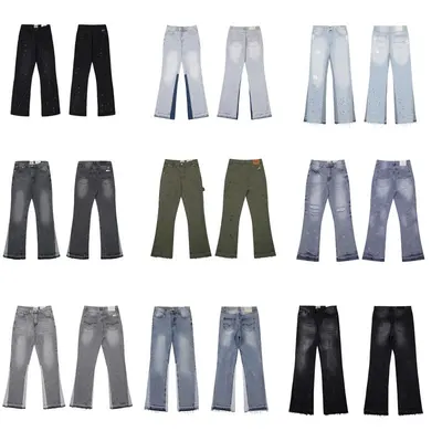 Denim Wide Leg Jeans Multi Color Casual Pants