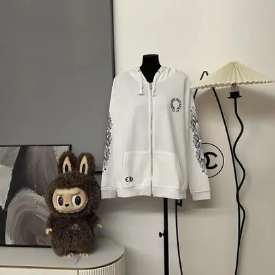 CH White Zip-Up Hoodie Casual Sweatshirt
