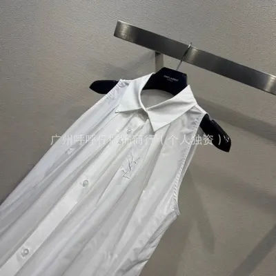 Saint Laurent Sleeveless White Shirt Blouse
