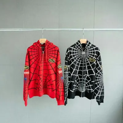 Spiderman Web Print Red Hoodie
