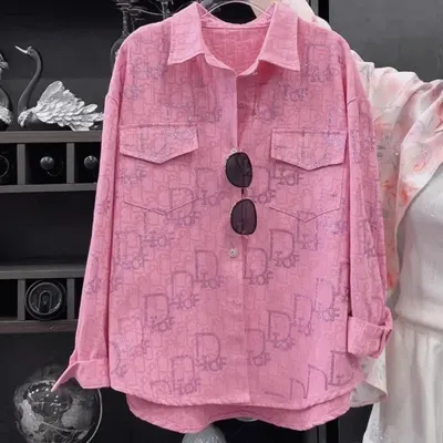 Dior Logo Pink Long Sleeve Shirt