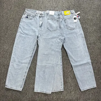 Unisex Light Blue Denim Wide Leg Pants