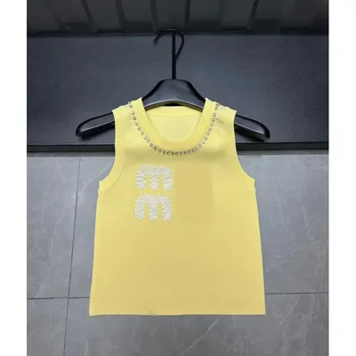 Mm Logo Yellow Knit Tank Top