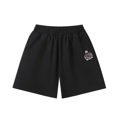 Unisex Black Casual Shorts With Logo