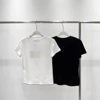 Basic Short Sleeve White Black Casual T-Shirt