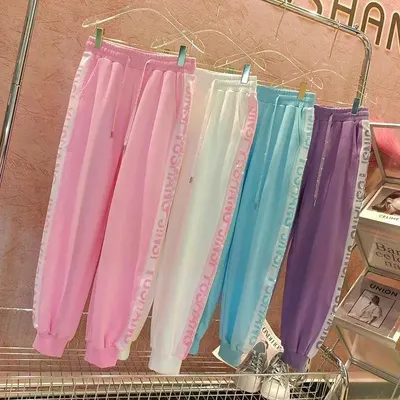 Cotton Jogger Pants Pink Casual Style