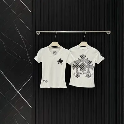 Chrome Hearts V Neck White Graphic T-Shirt