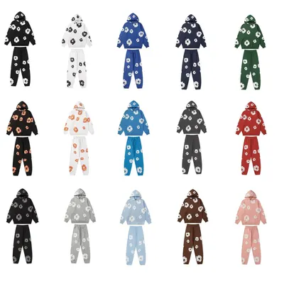 Floral Print Hoodie Set Multicolor Casual Outfit