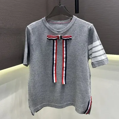 Unisex Knit T-Shirt Gray Casual Top