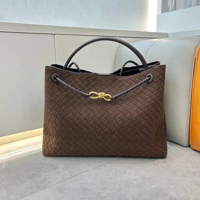 Woven Leather Brown Tote Bag