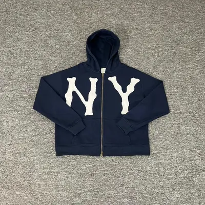 Ny Hoodie Navy Blue Zipper Hoodie