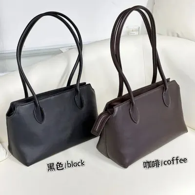Leather Tote Bag Black Classic Style