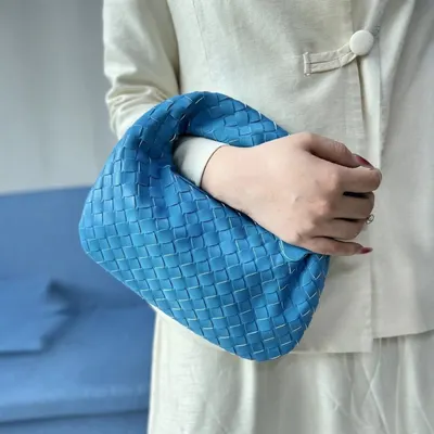 Woven Blue Clutch Handbag Fashion