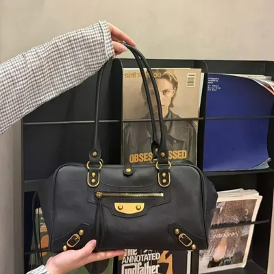 Leather Tote Bag Black Classic Handbag