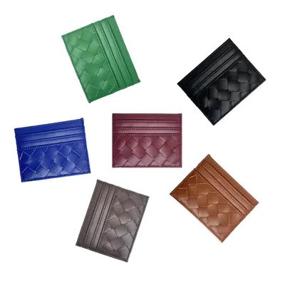 Leather Weaved Card Holder Multi Color Minimalist Wallet