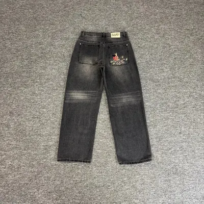 Schype Black Embroidered Denim Pants