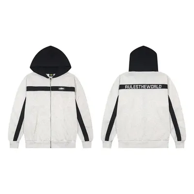 Rule The World Zip Hoodie Gray And Black Casual Jacket