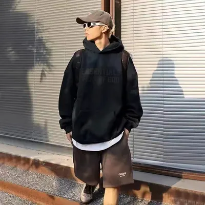 Unisex Oversized Black Hoodie Casual Sweatshirt