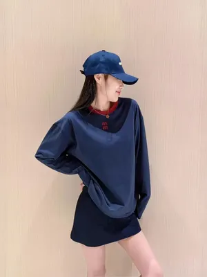 Unisex Oversized Navy Blue Long Sleeve T-Shirt