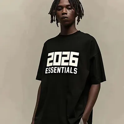 2026 Essentials Black Oversized T-Shirt