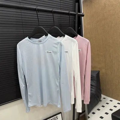 Miu Miu Long Sleeve Light Blue Casual T-Shirt