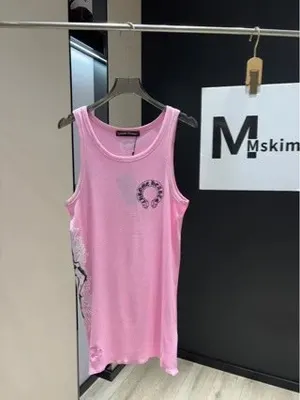Mskim Pink Sleeveless Graphic Tank Top