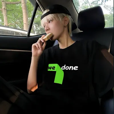 We Done Black Oversized Graphic T-Shirt