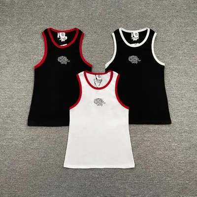 Elephant Logo Tank Top Black Red White Casual