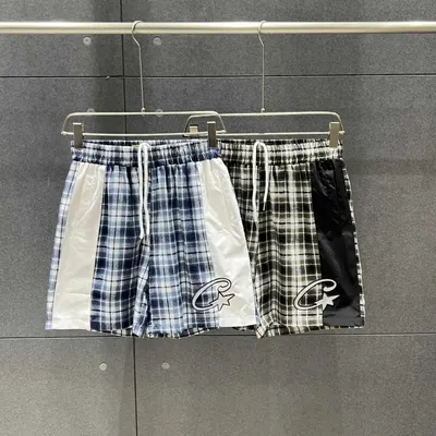 Plaid Panel Blue White Sport Shorts
