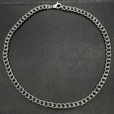 Silver Chain Link Necklace Black Fashion Jewelry