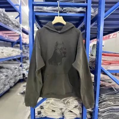 Unisex Hoodie Olive Green Dog Print Casual Sweatshirt
