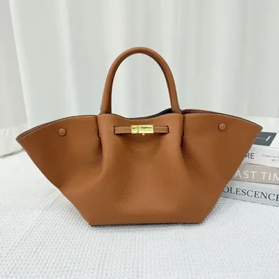 Leather Tote Bag Brown Classic Handbag