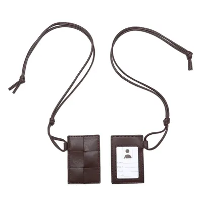Leather ID Card Holder Brown Minimalist Accessory