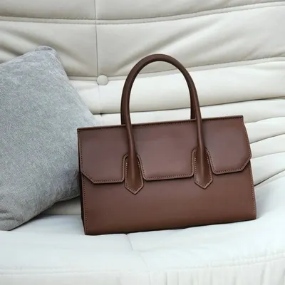 Leather Tote Bag Brown Classic Handbag