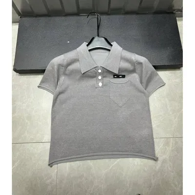 Gray Short Sleeve Polo Shirt Casual Top
