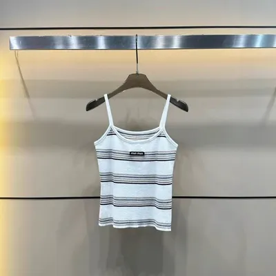 Miu Miu Striped White Casual Tank Top