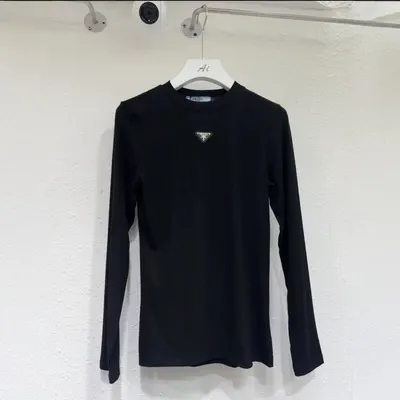 Prada Long Sleeve Black Ribbed Top